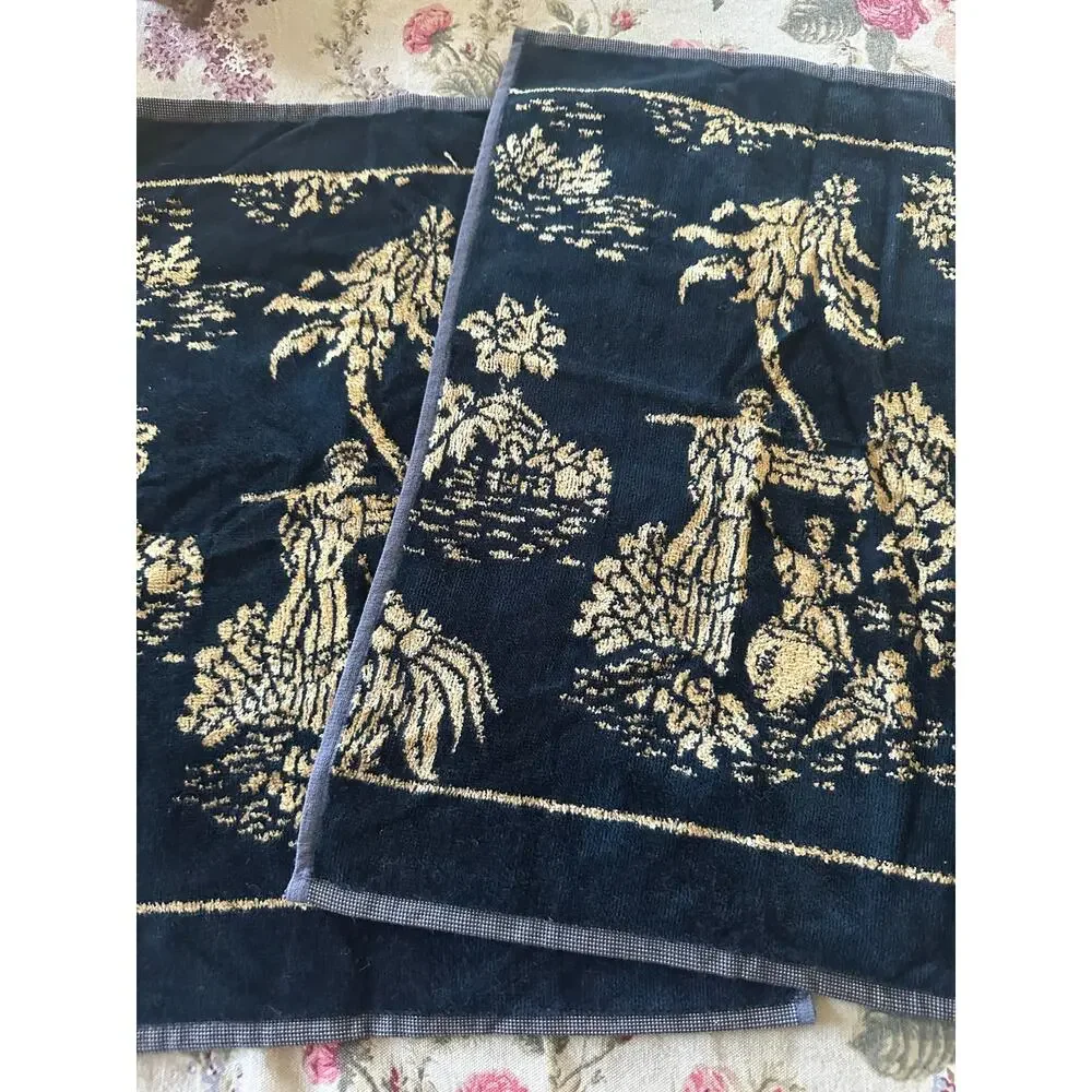 Vintage Set Besana Italy Italian  Cotton Viscose 2 Hand Towels